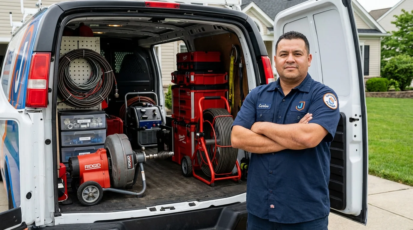 Professional drain cleaning equipment and Johns Plumbing LLC plumber in Lucerne Valley