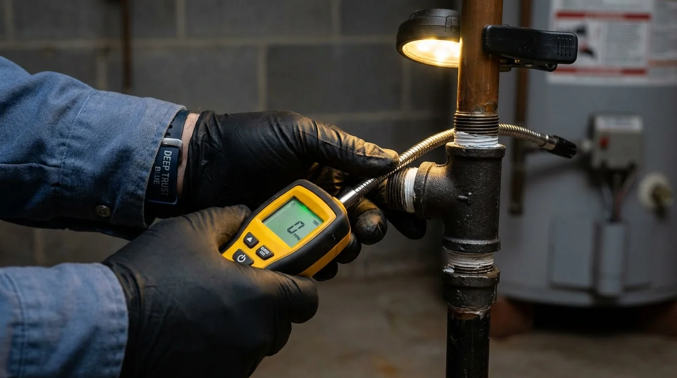 Gas leak detection with electronic sniffer by Johns Plumbing LLC in Lucerne Valley