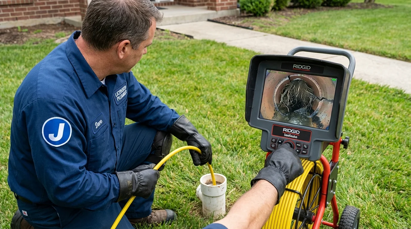 Sewer camera inspection being performed by Johns Plumbing LLC in Lucerne Valley