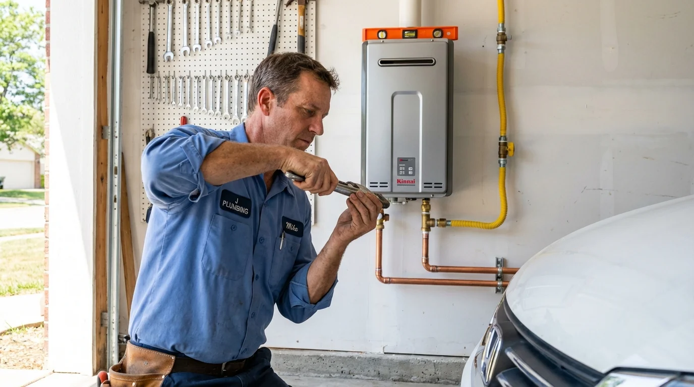 Tankless water heater installation by a Johns Plumbing LLC plumber in Lucerne Valley